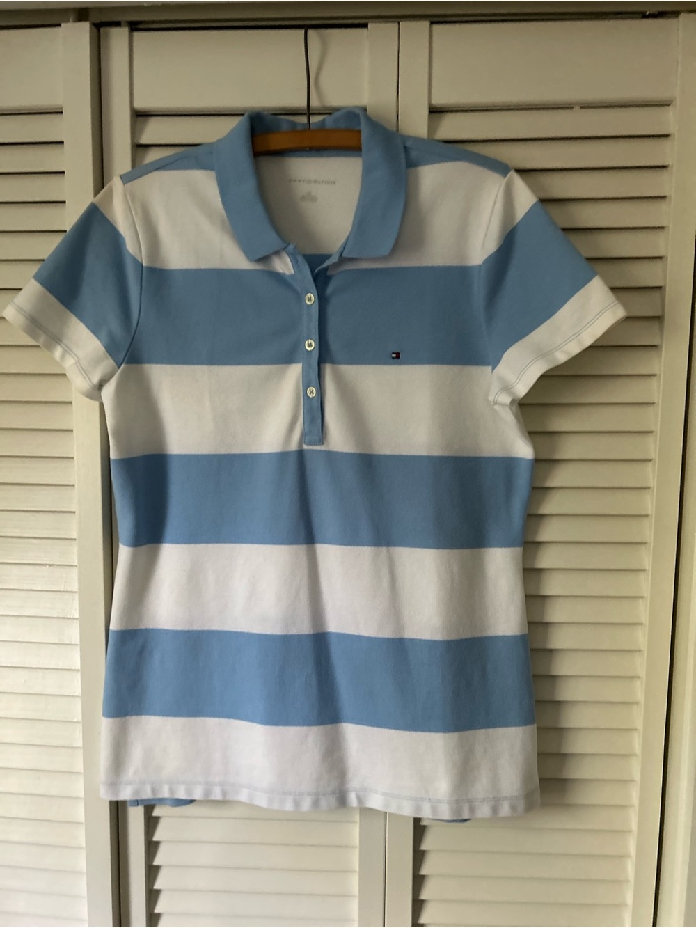 Tommy Hilfiger Large Blue & White Polo Shirt